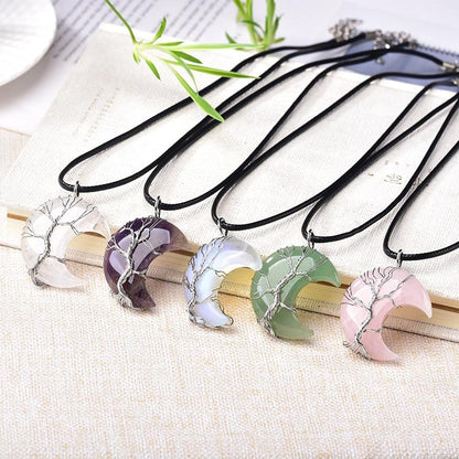 Tree of Life — Crescent Crystal Necklace