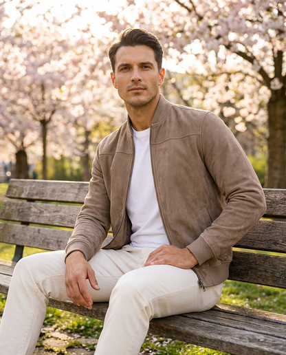 Adrian - Soft Premium Suede Bomber Jacket