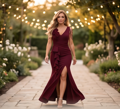 Rosette — Mermaid Chain Straps Evening Gown
