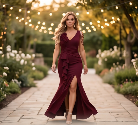 Rosette — Mermaid Chain Straps Evening Gown