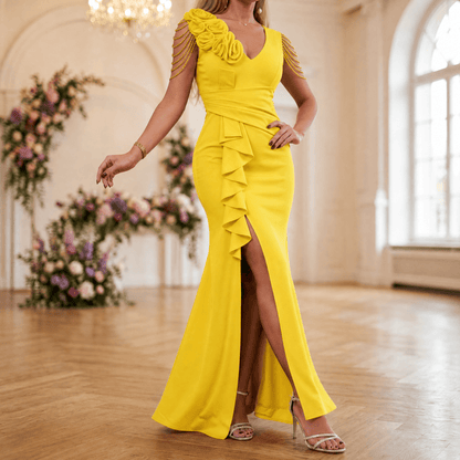 Rosette — Mermaid Chain Straps Evening Gown