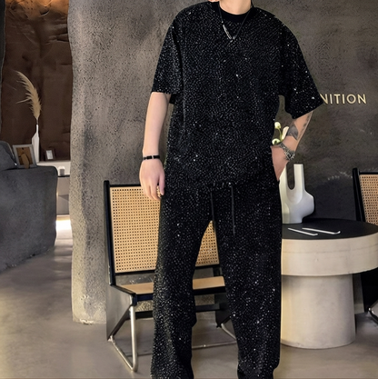 Corvellan — Short-Sleeve Wide-Leg Two-Piece Set