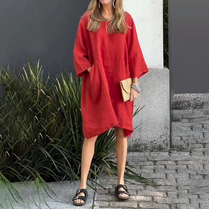 Flowing Midi Dress - Soft Draped Elegance