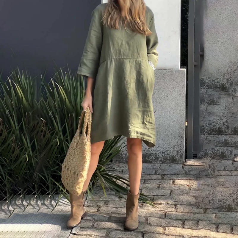 Flowing Midi Dress - Soft Draped Elegance