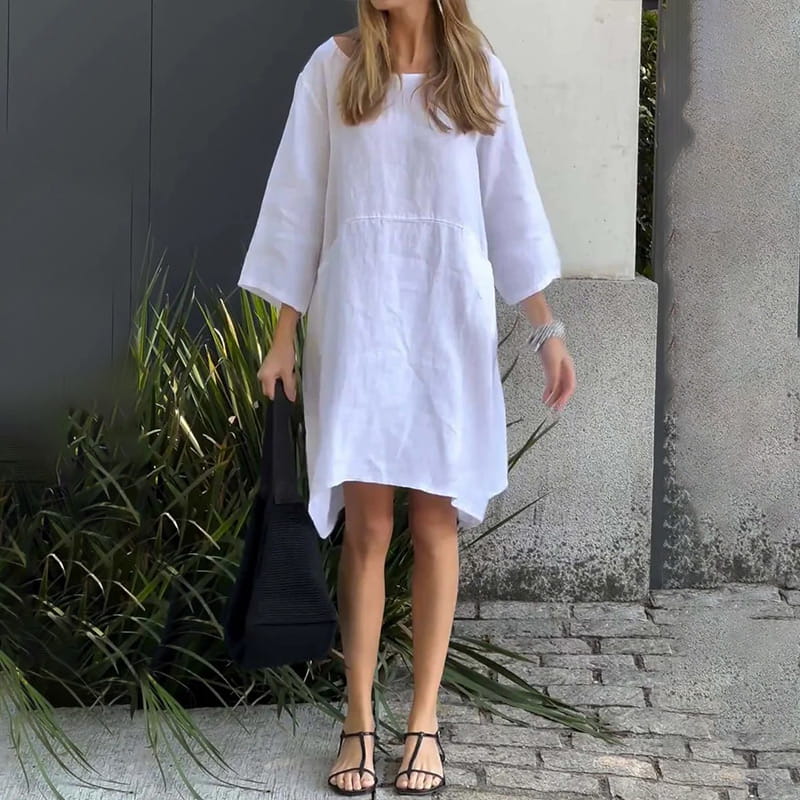 Flowing Midi Dress - Soft Draped Elegance