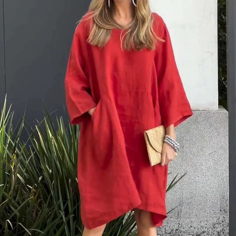 Flowing Midi Dress - Soft Draped Elegance
