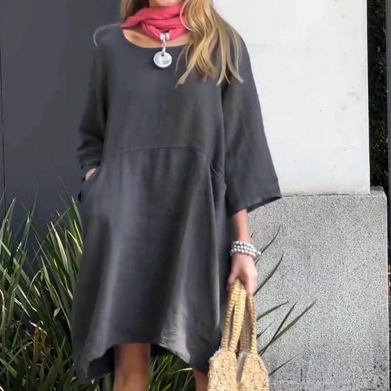 Flowing Midi Dress - Soft Draped Elegance