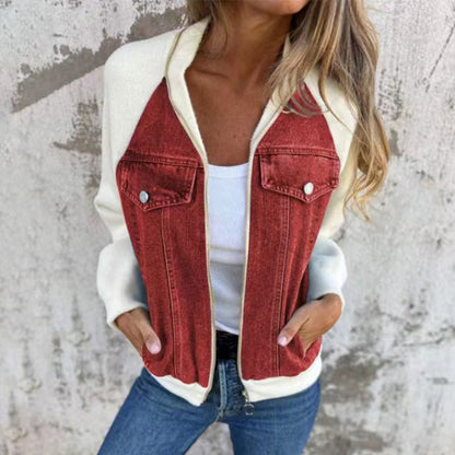 Rovelle — Patchwork Denim Zip-Up Jacket