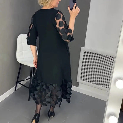 Nivelle — Plus Size Midi Dress with Dotted Tulle