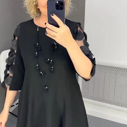 Nivelle — Plus Size Midi Dress with Dotted Tulle
