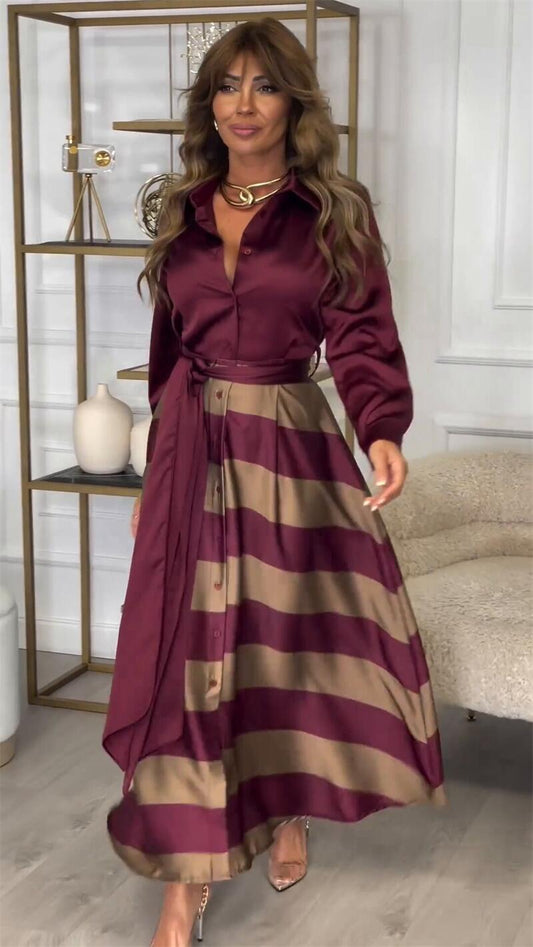 Lura — Striped Lace-Trim Maxi Dress