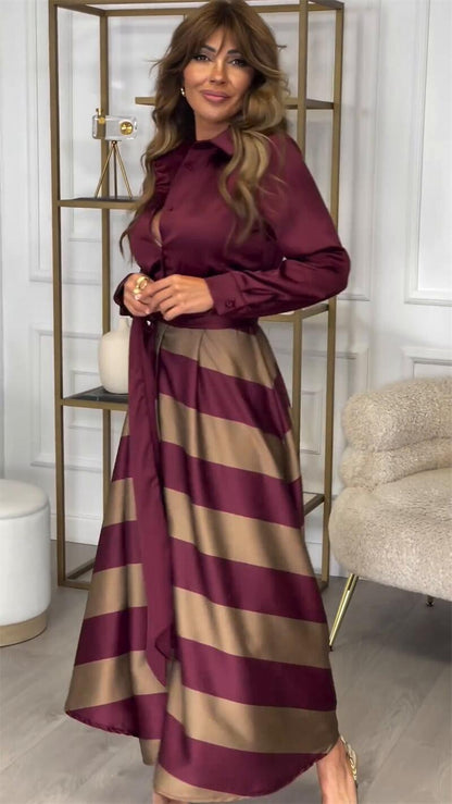 Lura — Striped Lace-Trim Maxi Dress