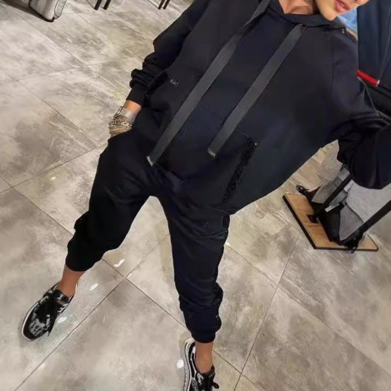 2-Piece Women's Hoodie Set with Drawstring & Pants