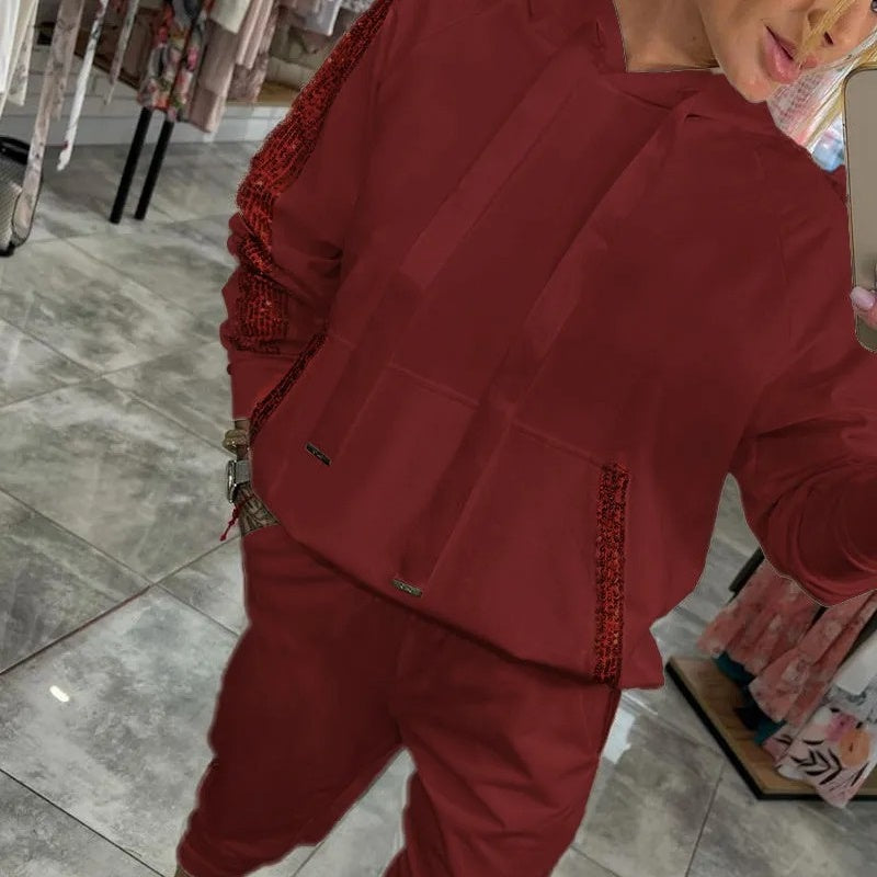 2-Piece Women's Hoodie Set with Drawstring & Pants