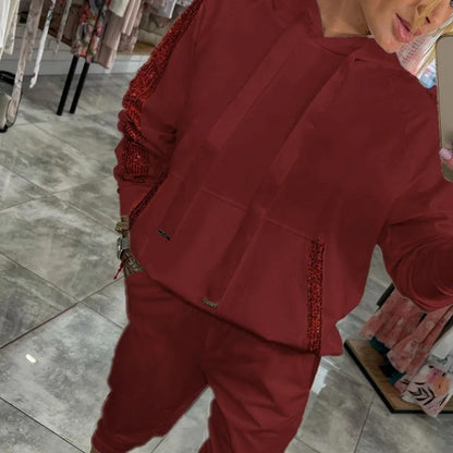 2-Piece Women's Hoodie Set with Drawstring & Pants