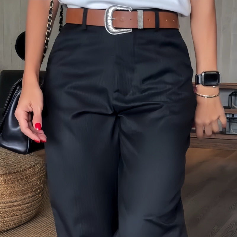 Casual High-Waisted Straight Suit Pants for Women