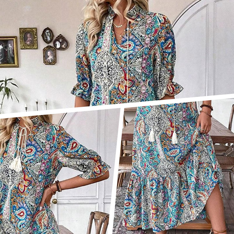 Lumielle — Summer Maxi Floral Dress with V-Neck
