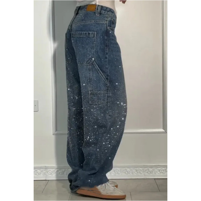 Ladies' Jeans with Rhinestone Embellishment - Comfortable Casual Trousers