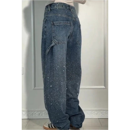 Ladies' Jeans with Rhinestone Embellishment - Comfortable Casual Trousers