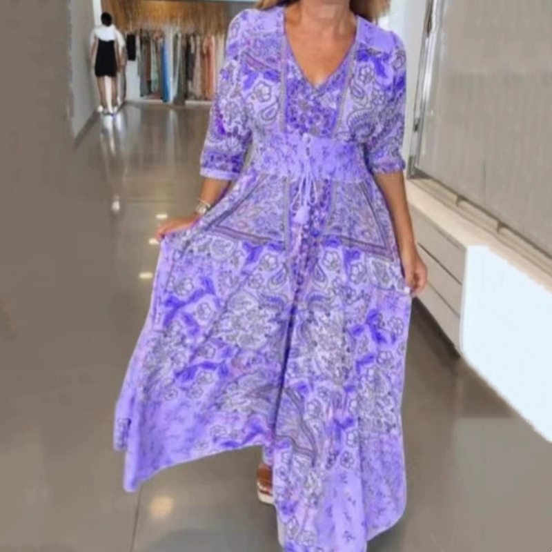 Florèze — Floral Drawstring Maxi Dress