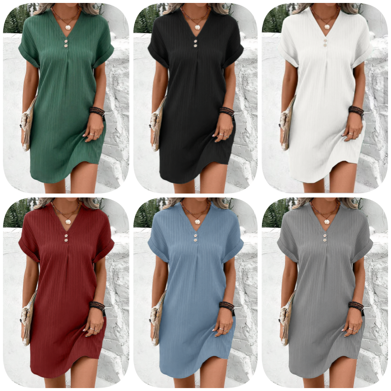Solène — Short Sleeve Midi Dress