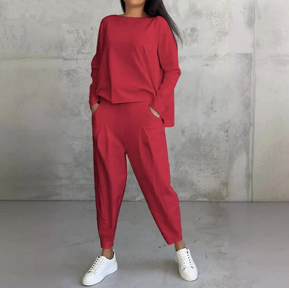 Vellorine — Long-Sleeved Crew Neck Top & Trousers Set