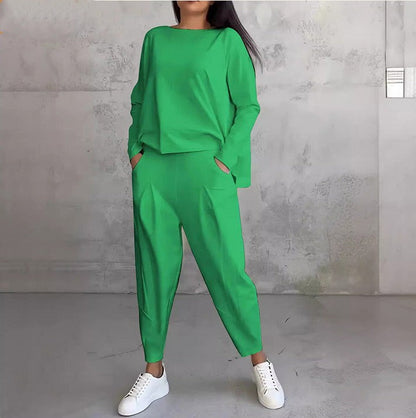 Vellorine — Long-Sleeved Crew Neck Top & Trousers Set