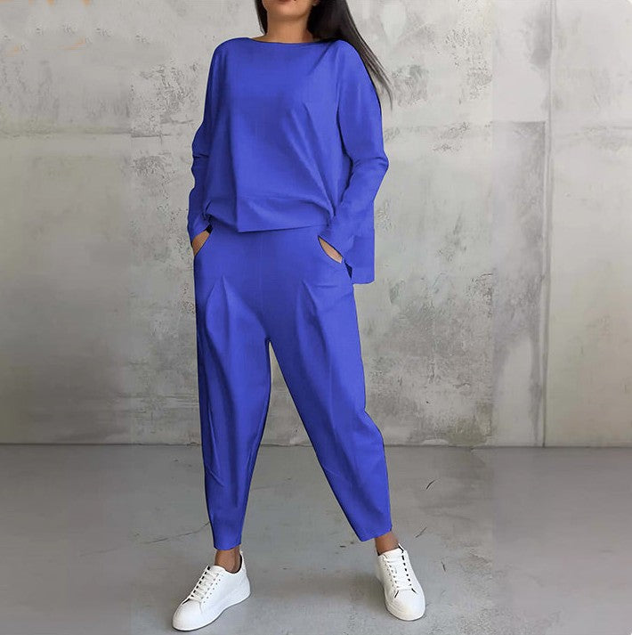 Vellorine — Long-Sleeved Crew Neck Top & Trousers Set