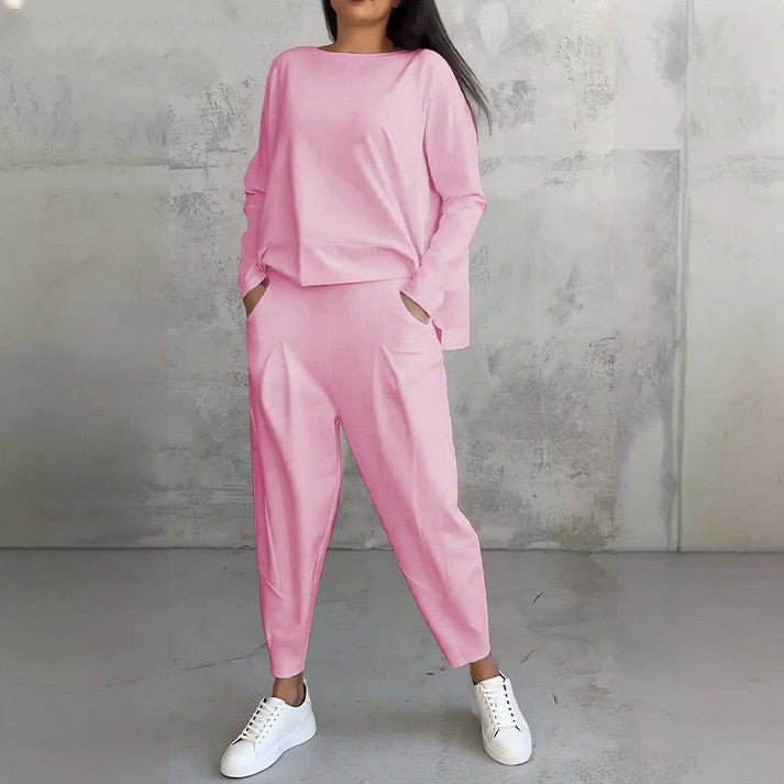 Vellorine — Long-Sleeved Crew Neck Top & Trousers Set