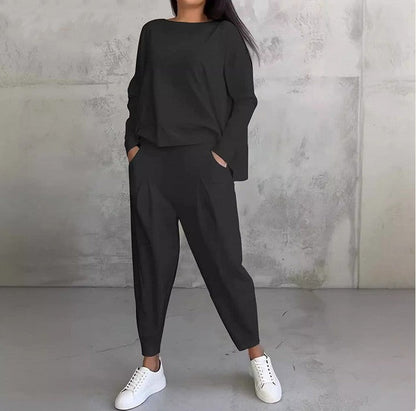 Vellorine — Long-Sleeved Crew Neck Top & Trousers Set