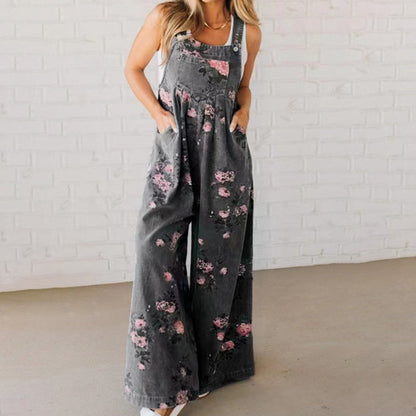 Denna — Artistic Print Denim Overalls