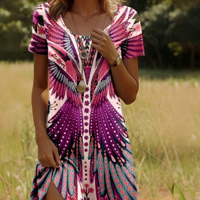 Plumara — Peacock Floral Midi Dress