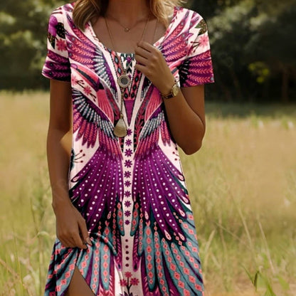 Plumara — Peacock Floral Midi Dress