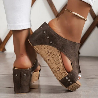 Marveline — Studded Wedge Sandals with Arch Support