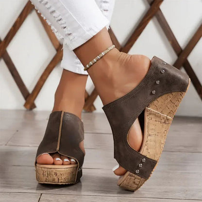Marveline — Studded Wedge Sandals with Arch Support
