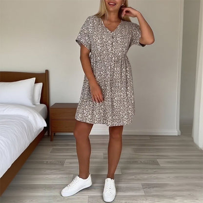 Floriva  —  V-Neck Print Midi Dress