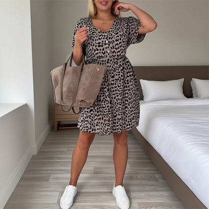 Floriva  —  V-Neck Print Midi Dress