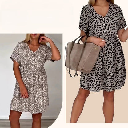 Floriva  —  V-Neck Print Midi Dress