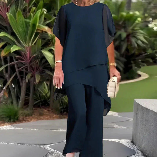 Ashley — Women's Irregular Hem Two-Piece Casual Set