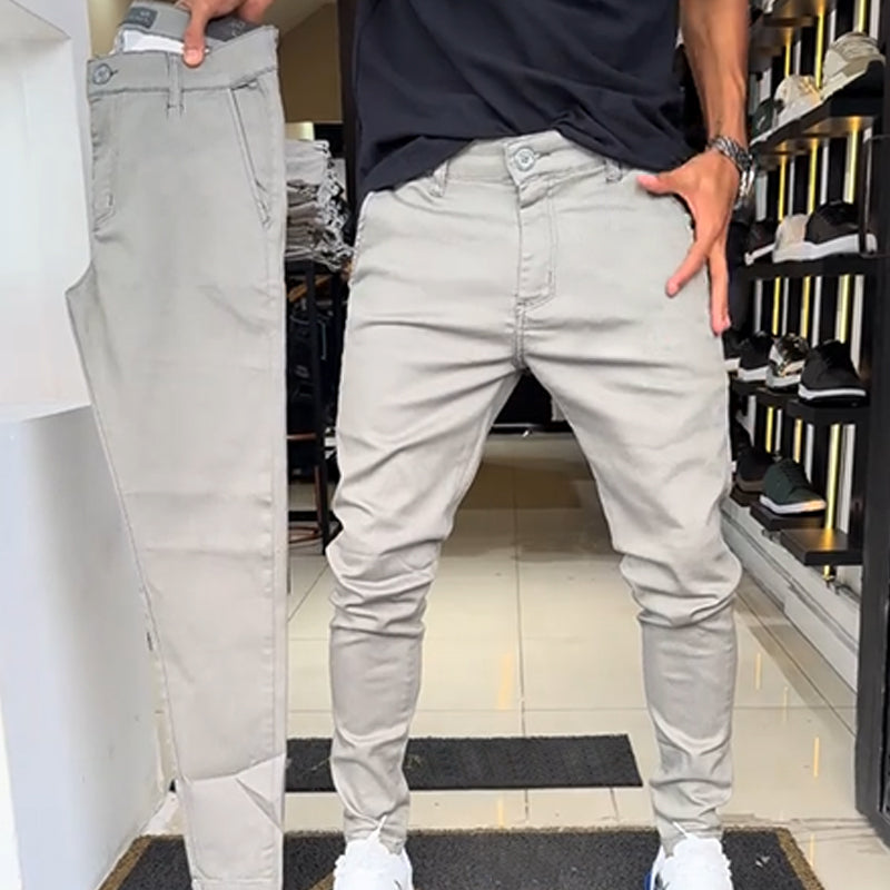 Men's Slim-Fit Casual Plain Trousers - Stylish Comfortable Trousers