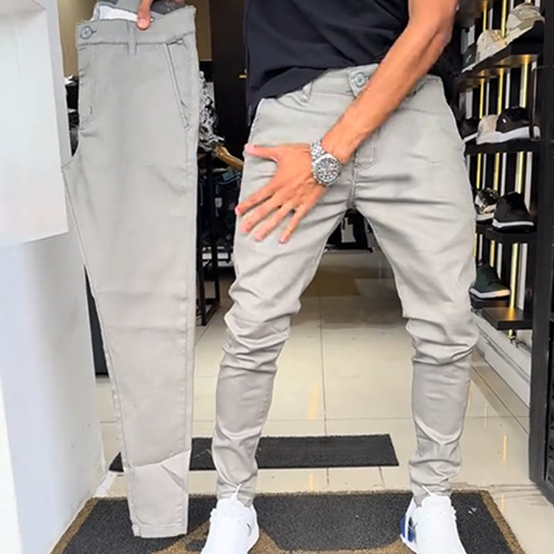 Men's Slim-Fit Casual Plain Trousers - Stylish Comfortable Trousers