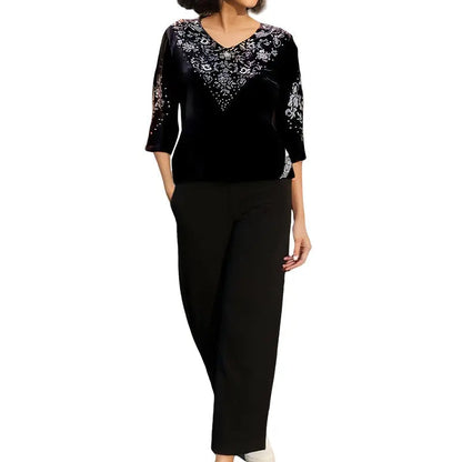 Serenna — Velvet Rhinestone Two-Piece Set