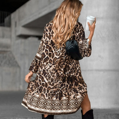 Véna – V-Neck Long Sleeve Printed Maxi Dress