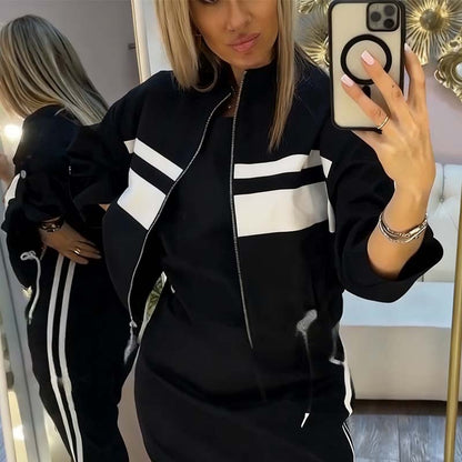 Women's Jacket and Dress Set with High Collar