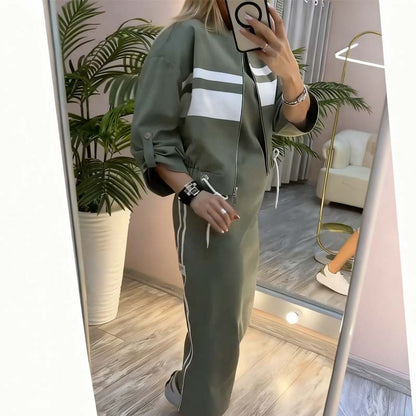 Women's Jacket and Dress Set with High Collar