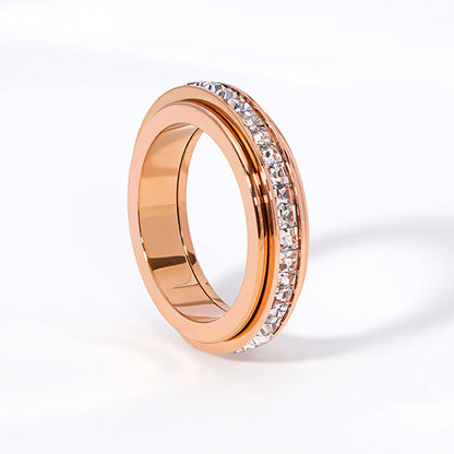 Rotating Spinner Ring - Durable Titanium Steel with Zirconia
