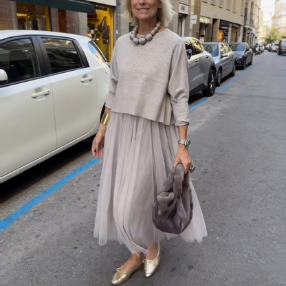 Two-Piece Set Comprising a Long Sleeve Knit Top