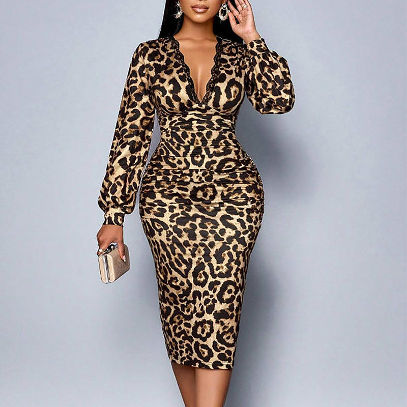 Léonor — Leopard Print Bodycon Midi Dress