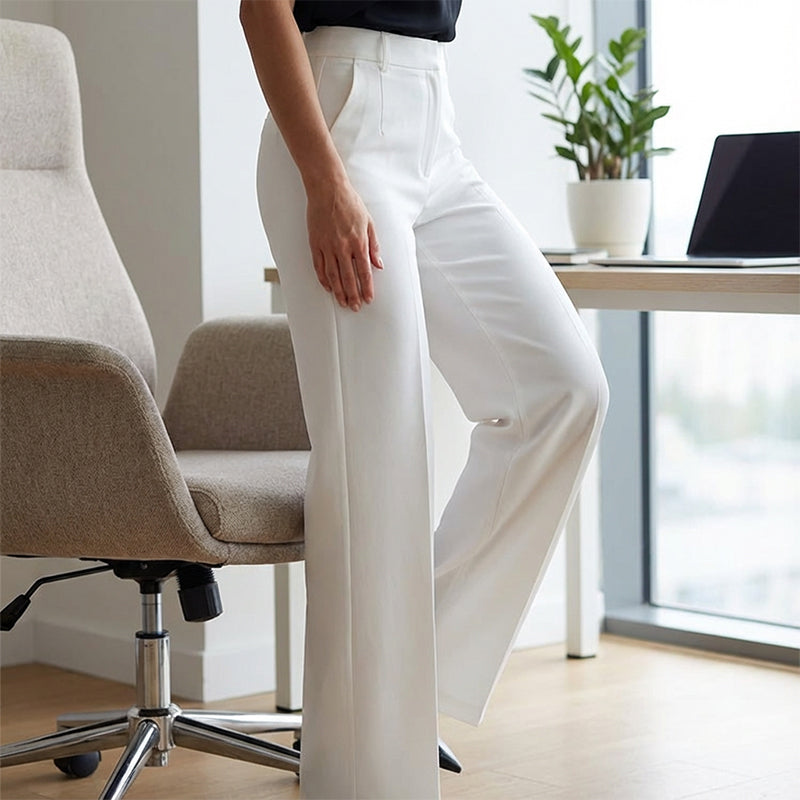 High-Waisted Refined Dress Trousers - Flattering Structured Fit