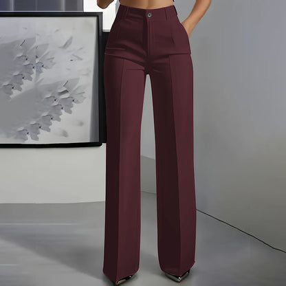 High-Waisted Refined Dress Trousers - Flattering Structured Fit